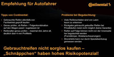 Empfehlungen für Autofahrer. Infografik von Continental.